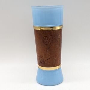 Vintage Siesta Ware Tiki Tumbler Blue Brown Tropi cal Beach Fish Glass